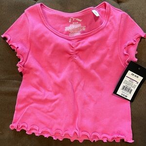 ART CLASS PINK LETTUCE TRIM BLOUSE SIZE XS 4/5